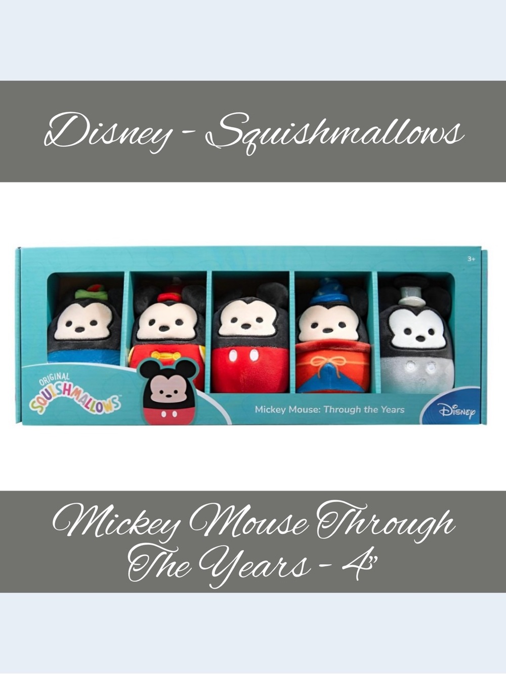NIB Disney & Squishmallows 4" Mickey Mouse Set